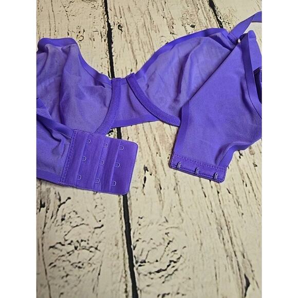 Aerie Smoothez Microfiber Unlined Balconette Bra Purple 34D Underwire NWT - Picture 2 of 4